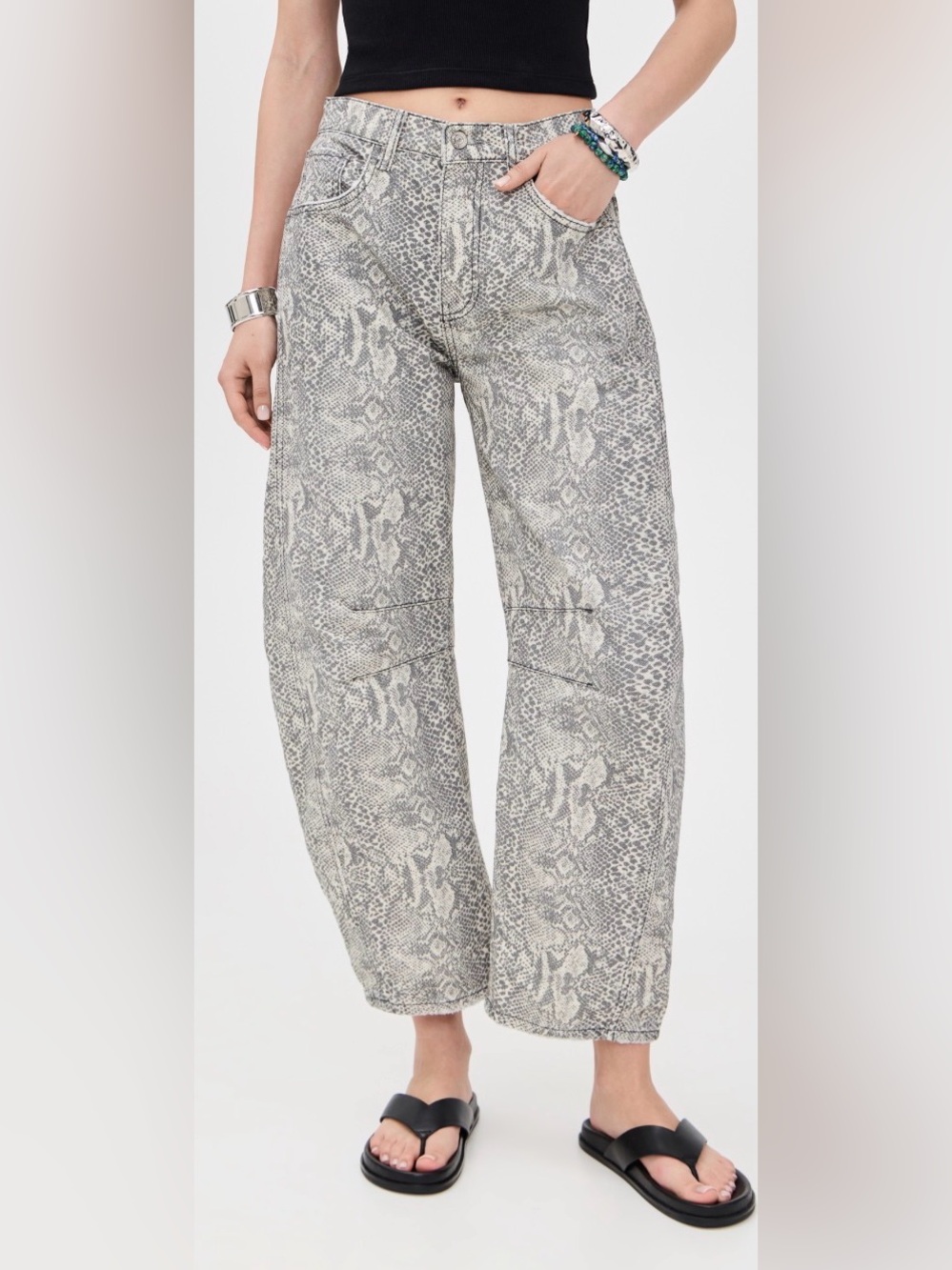 Free people snake skin barrel jeans